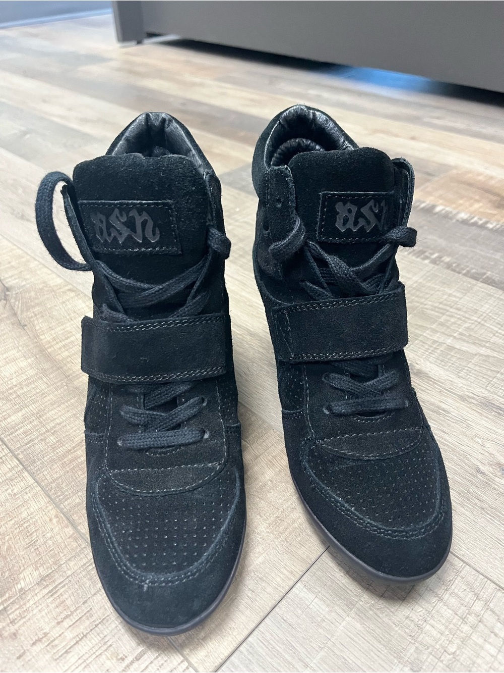 Iconic 2010s ASH Bowie Black Suede Wedge Sneakers – Size 37
